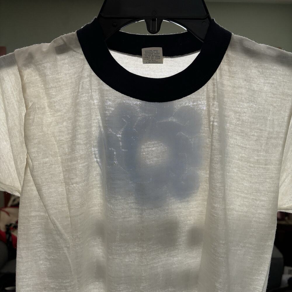 Vintage Paper Thin T Shirt Mens Small White Springfoot Ringer Construction 70s